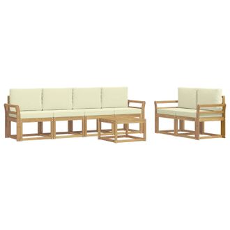 vidaXL Conjunto De Sof&aacute;s De Exterior Con Coj&iacute;n 7 Pcs Blanco Y Crema Vidaxl