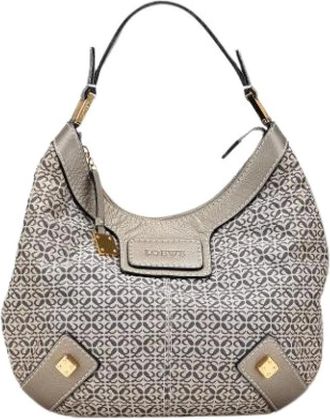 Loewe Pre-owned Shoulder Bags, female, Gray, Size: ONE SIZE Pre-owned Canvas Shoulder Bag