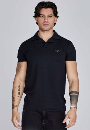 Siksilk Poloshirt SIKSILK Siksilk Polo Revere Polo, Herren, Gr. XL, schwarz, Obermaterial: 95% Baumwolle CO. 5% Elasthan EL., Shirts Poloshirt