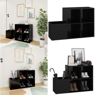 vidaXL Scarpiera Ingresso Nero Lucido 105x35,5x70cm Legno Multistrato - Scarpiera da ingresso - Scarpiera in legno