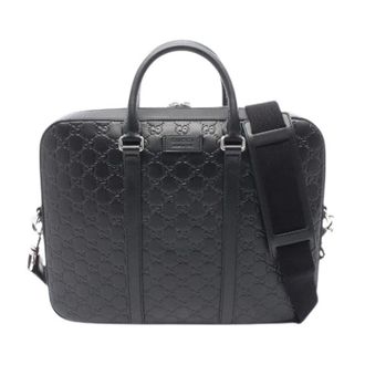 Gucci Pre-owned Guccissima Leather 2way Briefcase - unisex - Gucci Vintage - Vintage Handbags - Black - ONE SIZE - Pre-owned