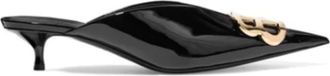 Balenciaga Black Patent Leather BB Knife Mules Size 40