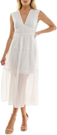 Socialite Crinkle Woven Semisheer Midi Dress in Ivory at Nordstrom Rack, Size X-Small