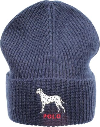 Polo Ralph Lauren Dalmatian Dog Knit Cuffed Beanie Hat in Navy Men Cap - OS