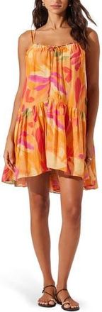ASTR the Label Keala Drop Waist Minidress in Orange Multi at Nordstrom Rack, Size Small