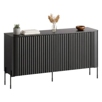 Dmora Aparador Susegana, Aparador De Sal&oacute;n Con Tres Puertas Batientes, Elevado Del Suelo, 150x40 H80 Cm, Negro
