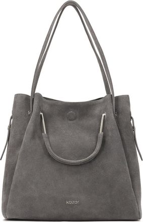 Kazar Tassen, Dames, Grijs, ONE Size, Leer, Grijze handtas met twee soorten handvatten