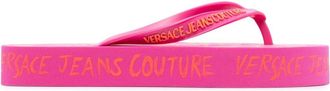 Versace Jeans Couture Couture-print flatform flip flops - women - Rubber - 37.5 - Pink