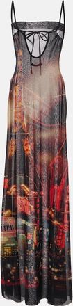 Jean Paul Gaultier Printed mesh slip dress