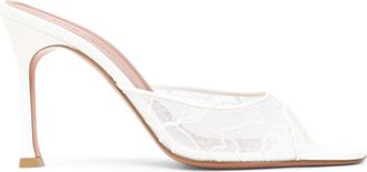 Amina Muaddi White Lace Alexa Heels