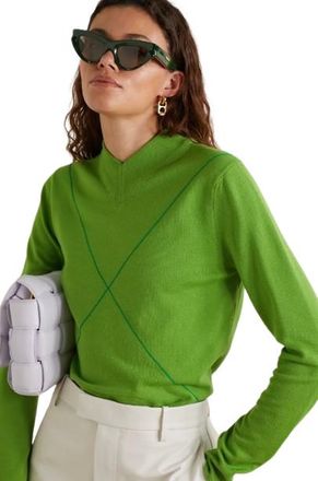 Bottega Veneta Green Wool-blend Fine Knit Jumper Size S
