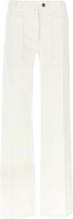Ferragamo Straight Jeans - Dames - Wijde Broeken - Wit - S - Katoen - Broeken