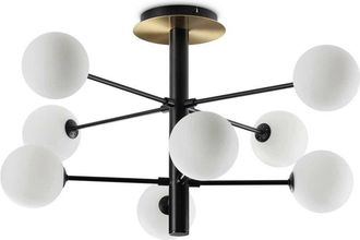 Ideal Lux Ideal Lux - Cosmopolitan 8 Light Globe Ceiling Light Matte Black, Satin Brass