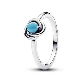 Pandora December Turquoise Blue Eternity Circle Ring, Size 52