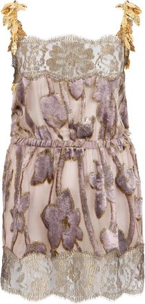 Roberto Cavalli Jurk met bloemenprint en bandjes - Beige