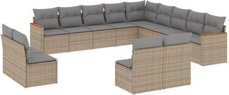 vidaXL Vidaxl - Set Divano da Giardino 13 pz con Cuscini Beige Misto Polyrattan