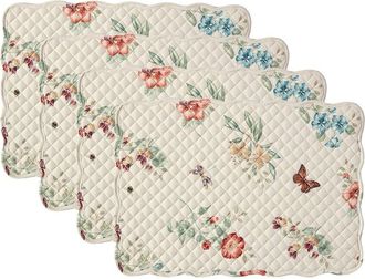 Lenox Set Of 4 Butterfly Meadow Fall Quilted Placemats