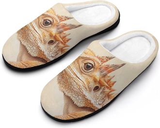 Generic Horned Lizard Mens House Slippers Memory Foam Washable Cotton Slip on Home Shoes