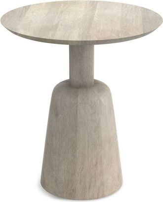 Simpli Home Finchley Solid Mango Wood 18In Round Contemporary Side Table