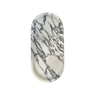 OEM Soporte Para Joyas De M&aacute;rmol, Bandeja Blanca Y Negra, 25x12cm