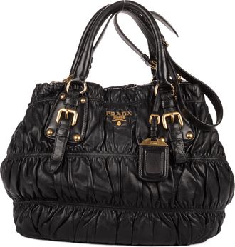 Prada Pre-owned Womens Medium Gaufre Tote Shoulder Bag - Black - One Size