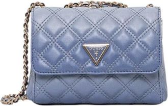 Guess Giully Shoulder Bag - Dames - Schoudertassen - Blauw - ONE Size - Leer - Tassen