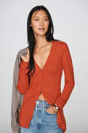 Maeve Deep-V Fitted Cardigan