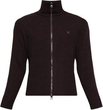 Courr&egrave;ges Ribbed-knit Zipped Cardigan - Heren - Vesten - Rood - S - Wol - Truien & Vesten