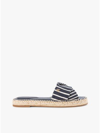 Tommy Hilfiger Womens Striped Canvas Espadrille Sandal - Blue - US 6.5 / EU 37
