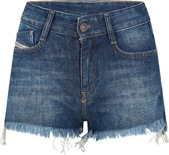 Diesel Womens Rifty Denim Shorts with Frayed Hem in Blue - Size 27 (Waist)