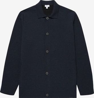 Sunspel Kurze Strickweste mit Hemdkragen