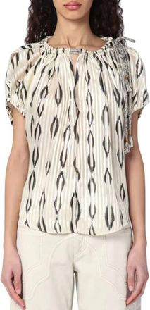 Isabel Marant Sonae Pleated Silk Blouse, Brand Size 36 ( US Size 2 )