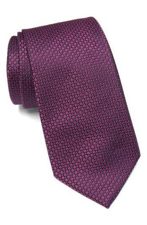 Calvin Klein Steel Micro Diamond Print Tie in Berry at Nordstrom Rack