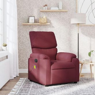 vidaXL Poltrona Massaggiante Reclinabile Rosso Vino in Tessuto - Vidaxl
