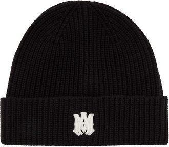 Amiri MA Logo-embroidered Wool Beanie - Black - One Size