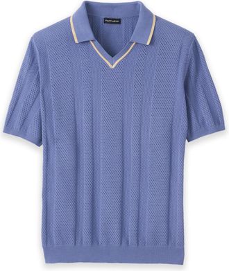Paul Fredrick Cotton Crochet V-neck Polo