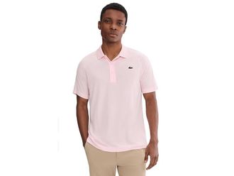 Lacoste Short Sleeve Sport Breathable Run-Resistant Interlock Polo Shirt Mens Clothing Light Pink : 7 (2XL), Polyester