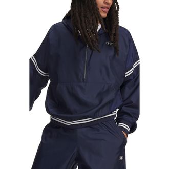 Under Armour UA Icon Oversize Water Repellent Half Zip Hoodie in Midnight Navy at Nordstrom, Size Xx-Large