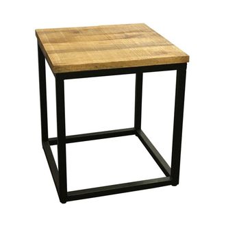 Jaipur Furniture Industrial Side Table - Sawn Finish - Mango Wood/Iron - L45 x W45 x H50 cm - PP Sawn Finish in Brown