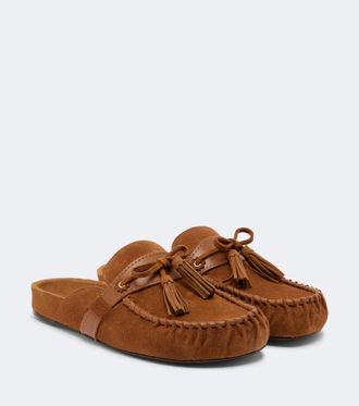 Isabel Marant Malvin leather-trimmed suede mules