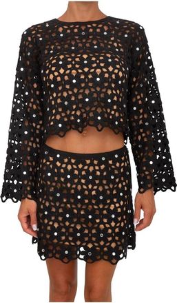 Michael Kors Openwork Sweater - Dames - Korte rokken - Zwart - XS - Polyester - Rokken