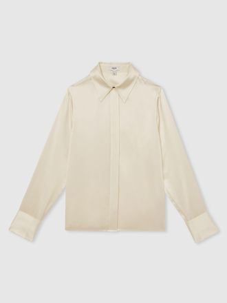 Reiss Silk-satin Concealed-placket Shirt, 4