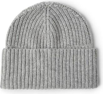 Brunello Cucinelli Cashmere rib knit beanie in Light Grey at Nordstrom, Size X-Large