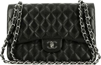 Chanel Black Quilted Lamsbkin Jumbo Timeless Shoulder Bag