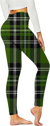 Generic 2025 Leggings for Women UK Sale Clearance Plaid Printed High Waisted Leggings with Pockets Tummy Control Stretchy Tight Yoga Pants Trousers for Workou