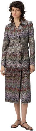 Missoni Long Double-breasted Trench Coat With Wavy Zigzag Pattern in Multicoloured at Nordstrom, Size 42 It