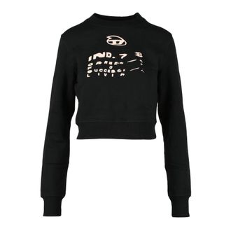 Diesel Katoenen Sweatshirt - Dames - Ronde hals truien - Zwart - S - Katoen - Truien & Vesten