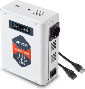 OEM Convertidor Elevador De Voltaje 2000 Va, De 110 V A 220 V, Con 2 Tomas De Corriente De La Ue, Salida Usb, Pantalla Lcd, Protecci&oacute;n De Temperatura, Par