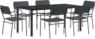 vidaXL Juego De Muebles De Exterior 7 Uds. Gris Antracita Acero Vidaxl