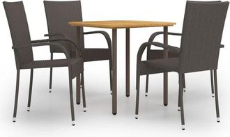 vidaXL Vidaxl - Set De Muebles De Comedor De Jard&iacute;n 5 Piezas De Rat&aacute;n Marr&oacute;n